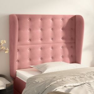 Cabeceira de cama c/ abas veludo 93x23x118/128 cm rosa ptob3213
