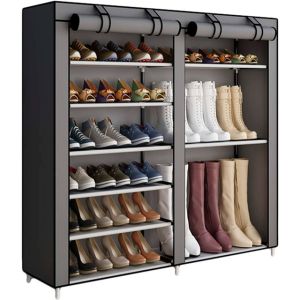 Sapateira em tecido para sapatos e botas nyana home 110x120x30 cm cinza