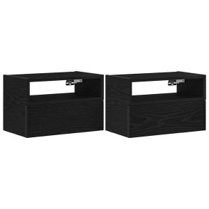 Casa lúmina - set  de 2 mesita de noche negro madeira  45 x 26 x 28,5 cm