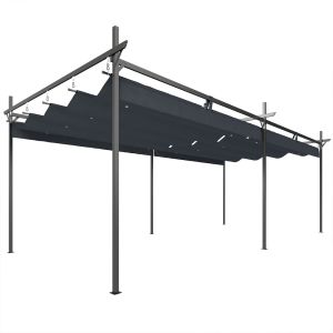 Pérgola 588x297x230 cm metal, poliéster color gris Outsunny