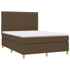 vidaXL cama box spring con colchón tela marrón oscuro 140x200 cm