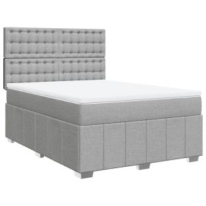 vidaXL cama box spring con colchón tela gris claro 140x200 cm