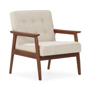Poltrona 57,5x58,8x81,8 em madeira de nogueira e faia, tecido bege san remo