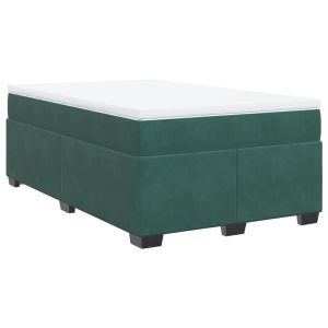 vidaXL cama box spring con colchón terciopelo verde oscuro 120x190 cm