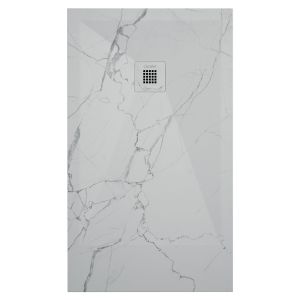 Ondee - base de duche nola 3 - cortável - 90x100 - mármore branco - batoque