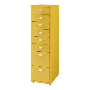 Armário de gavetas móvel kökar com 8 gavetas 109x28x41 cm amarelo [en.casa]