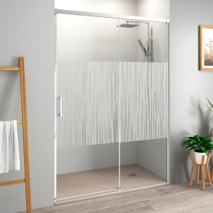 Ecrã de chuveiro frontal deslizante 155cm (adaptável 149-154cm)brilho cromo