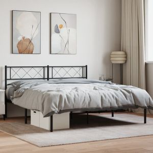 Cama com cabeceira 160x200 cm metal preto pt3373