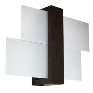 Lámpara de pared feniks 1 wengué madera/vidrio 43x30x12cm