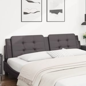 Almofadão de cabeceira 200 cm couro artificial cinzento ptob8102