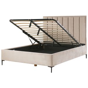 Sommier com arrumação sezanne veludo taupe 160 x 200 cm