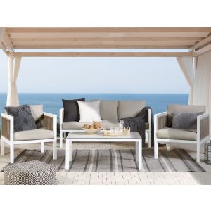Conjunto de jardim com mesa 5 lugares borello metal branco