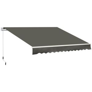 Toldo manual 350x250 cm tecido poliéster, alumínio e ferro color gris