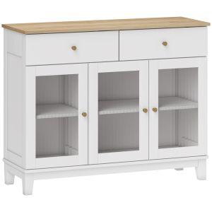 Aparador 100x35x80,3 cm mdf e vidro temperado color blanco Homcom