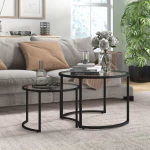 Mesa de centro conjunto empilhável aço preto 47,5x70x70cm