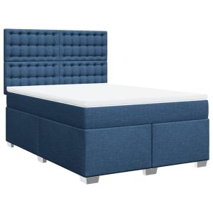 vidaXL cama box spring con colchón tela azul 140x200 cm