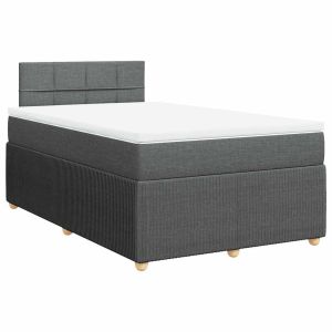vidaXL cama box spring con colchón tela gris oscuro 120x190 cm