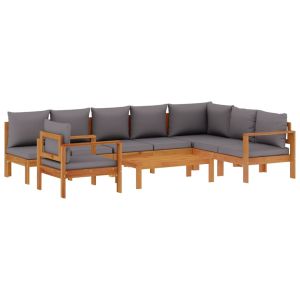 vidaXL set de sofás de jardín con cojines 6 pzas madera maciza acacia