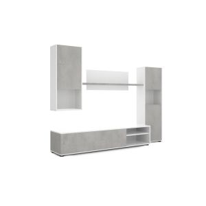 Conjunto de móveis de sala de estar yuri, branco e cimento 220x160cm