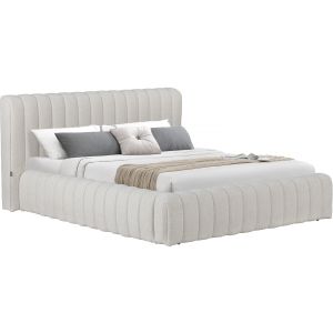 Cama de casal em tecido "tignes" com arrumação - 140 x 190 cm - bege