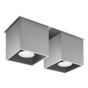 Lámpara de techo quad 2 gris aluminio 26x12x11cm