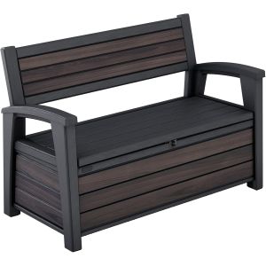 Keter deco, banco baú, 227l, resina, efeito madeira, 151,7x72,5x70 cm.