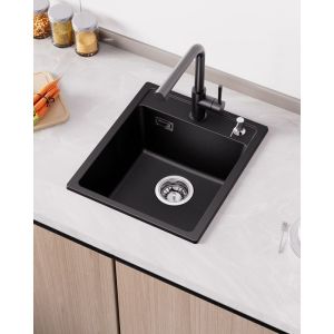 Pia de cozinha - anycee max - granito - 40x46cm - 1 bengala preta - conjunt