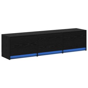 Móvel para tv - helloshop26 - 162,5x34x40 cm - preto - gaveta - LEDs e toma
