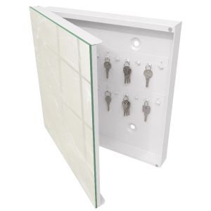 Caixa para chaves de vidro 30x30x5, abertura à esquerda branca