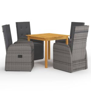 vidaXL juego de comedor para jardín 5 piezas gris