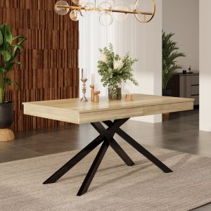 Mesa de jantar extensível carvalho 140x80cm para 6 a 8 pessoas
