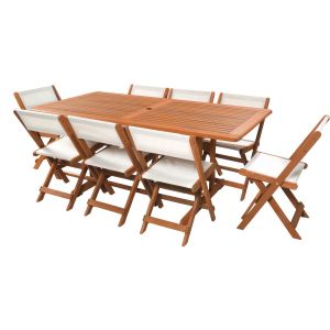 Móveis de jantar para jardim "seoul" - 1 mesa + 8 cadeiras - bordo - bege