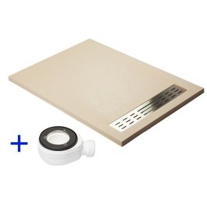 Base de duche premium bege 80x110 resina + válvula + grelha (110x80)