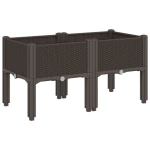 vidaXL floreira com pés pp marrom 80x40x42 cm