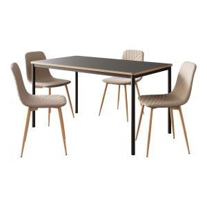 Conjunto de jantar lindesberg 5 pcs mesa de jantar com 4 cadeiras castanho