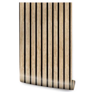 Papel de parede decoração moderna lamelles 3d imitação planches quarto