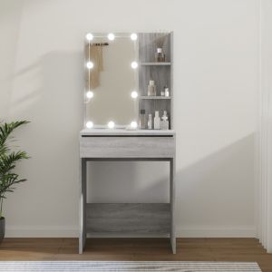 Toucador com LEDs 60x40x140 cm sonoma cinza pt2190