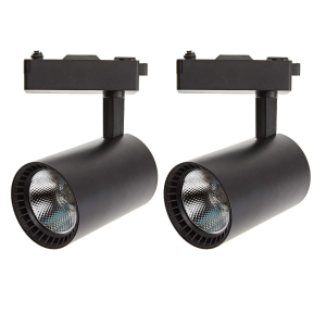 2x spotlight LED rail preto 30w, luz 6000k, 2200 lm, 220v monofásico