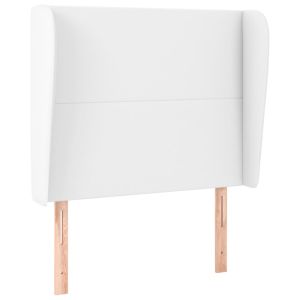 vidaXL cabecero con orejas de cuero sintético blanco 93x23x118/128 cm