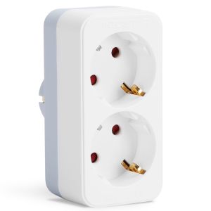 Aigostar adaptador 2 tomadas, proteção infantil, 16a, 250v, cinza branco