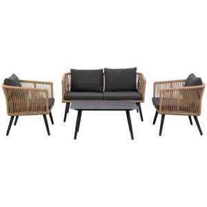 Conjunto de mesa, sofá e 2 cadeirões bege e cinza