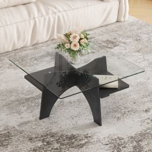 Mesa de centro quadrada preto 40x80x80cm