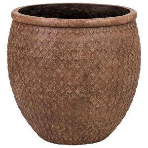 Vaso de fibra de vidro castanho avermelhado 33x33x33h cm
