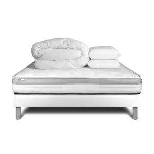 Pacote de cama completo - colchão 200x200 cm + estrado de molas com ripas (