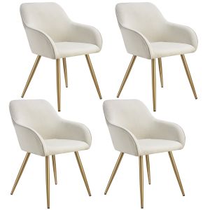 4 cadeiras de sala de jantar com design de pana 58 x 62 x 82 cm crema/oro