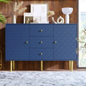 Aparador azul marinho 2 portas 3 gavetas 83x120x40cm