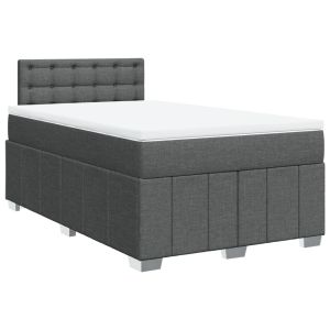 vidaXL cama box spring con colchón tela gris oscuro 120x190 cm