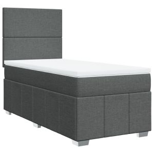 vidaXL cama box spring con colchón tela gris oscuro 90x190 cm