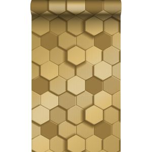 Origin papel de parede   motivo favo de mel 3d dourado 53 cm x 10.05 m