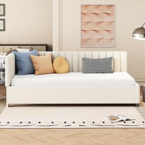 Sofá cama 90x200 cm veludo conversível bege